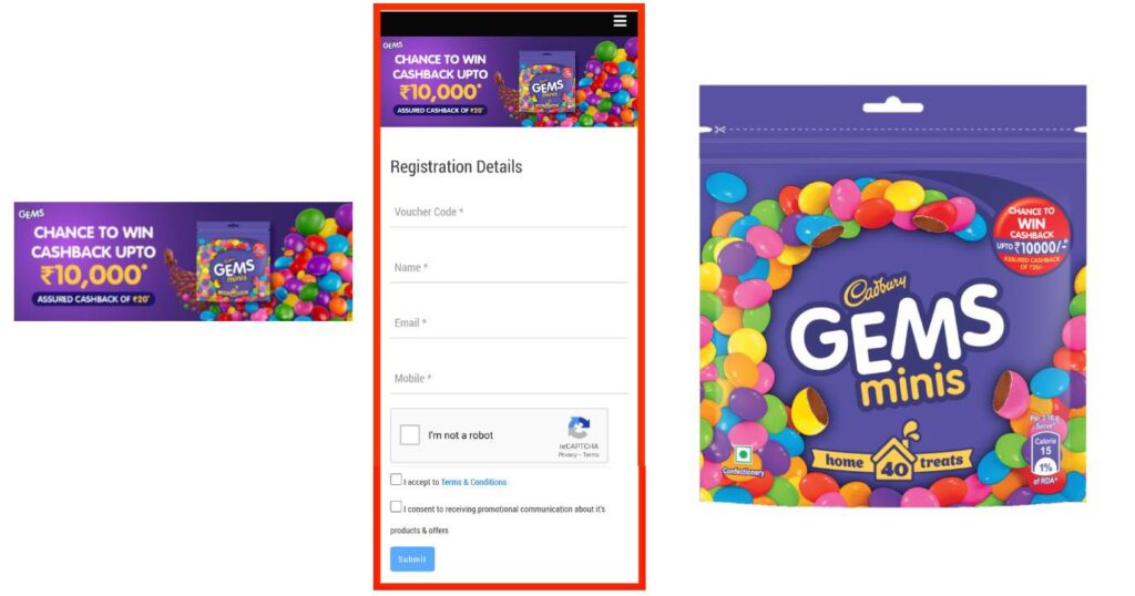 Cadbury Gems Minis Cashback Offer pack , Cadbury Gems Win 10000 Rupees Cashback Offer and Assured Cashback 20 Rupees New Offer Contest Pack in 2023, How to participate in Cadbury Gems Minis 10000 Cashback Offer Pack, How to Win 10000 Cashback in Cadbury Gems Minis new offer contest pack in 2023,