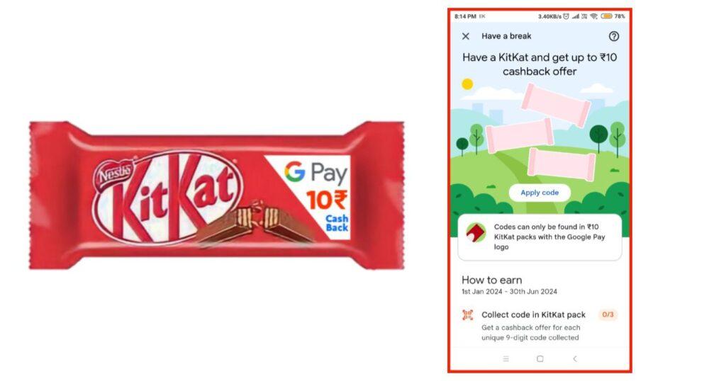 KitKat Google Pay Cashback Offer Redeem in 2024, KitKat Google Pay 10₹ Cashback Offer Redeem in 2024, KitKat Google Pay 10 Rupees Cashback Offer Redeem in 2024, KitKat Cashback Offer 2024, KitKat GPay 10Rs Cashback Offer ,