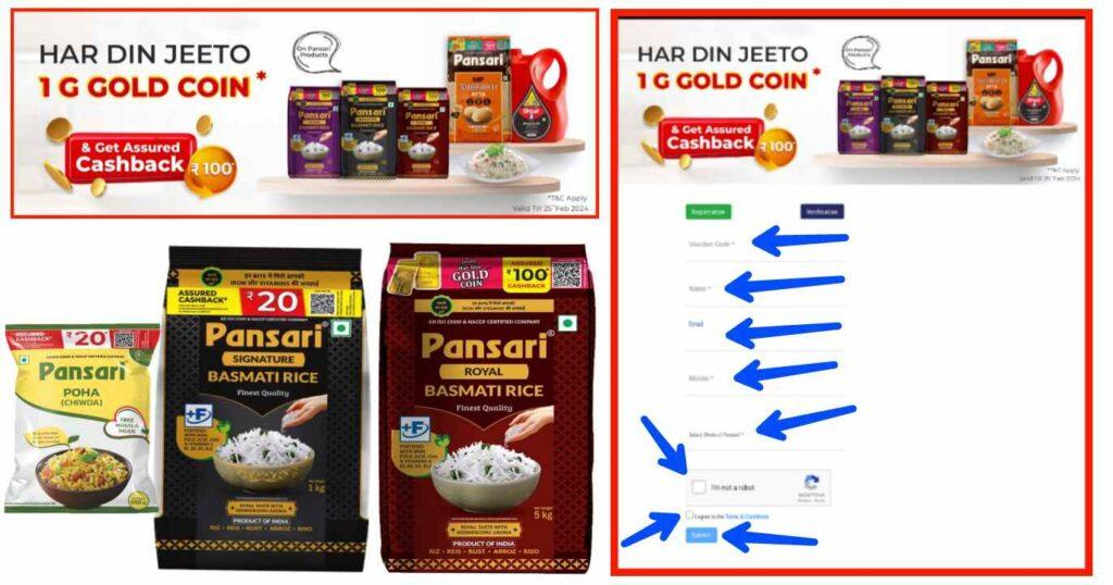 Pansari Basmati Rice 100 Rupees Assured Cashback Offer Redeem, Pansari Basmati Rice 20 Rupees Assured Cashback Offer Redeem, Pansari Poha 20 Rupees Assured Cashback Offer Redeem,